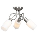 vidaXL Lustră cu abajururi din ceramică, 3 becuri E14, alb, con vidaXL Lustră cu abajururi din ceramică, 3 becuri E14, alb, con