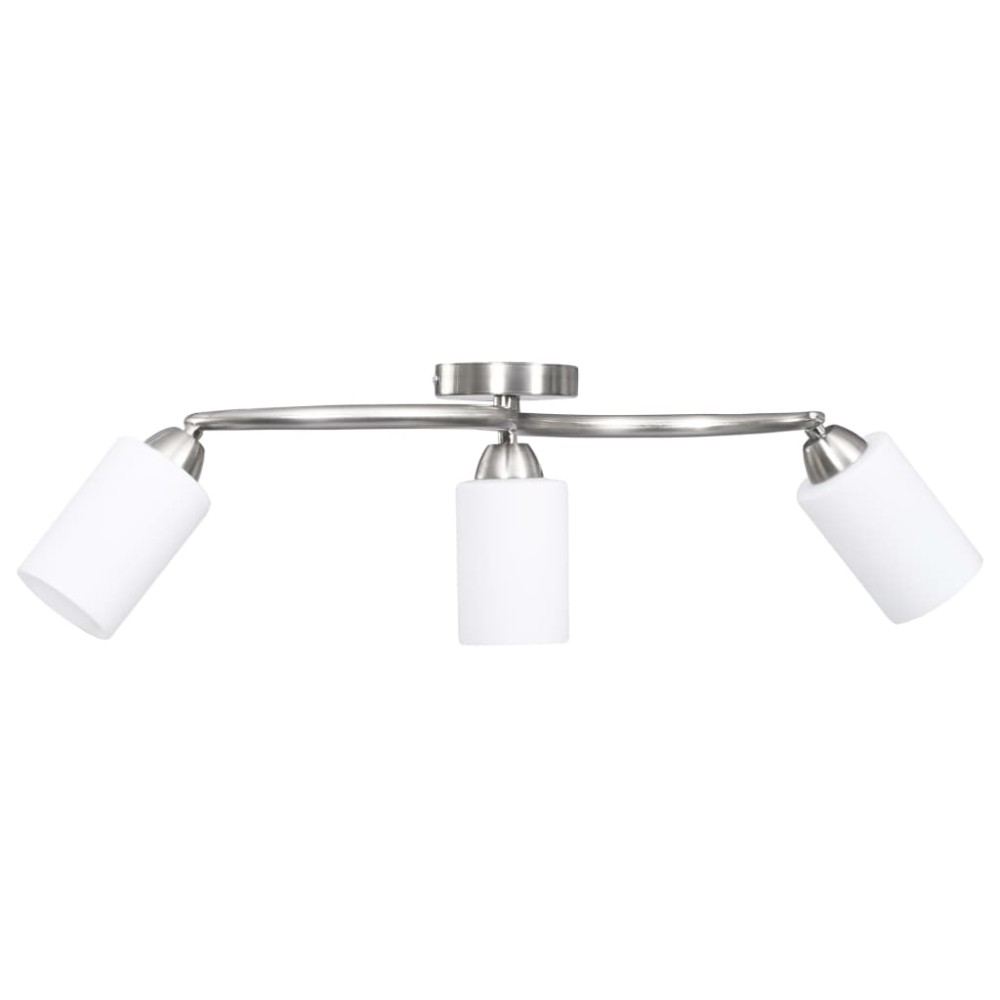 vidaXL Lustră cu abajururi din ceramică, 3 becuri E14, alb, con