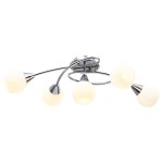 vidaXL Lustră cu abajururi din ceramică, 5 becuri E14, alb, glob vidaXL Lustră cu abajururi din ceramică, 5 becuri E14, alb, glob