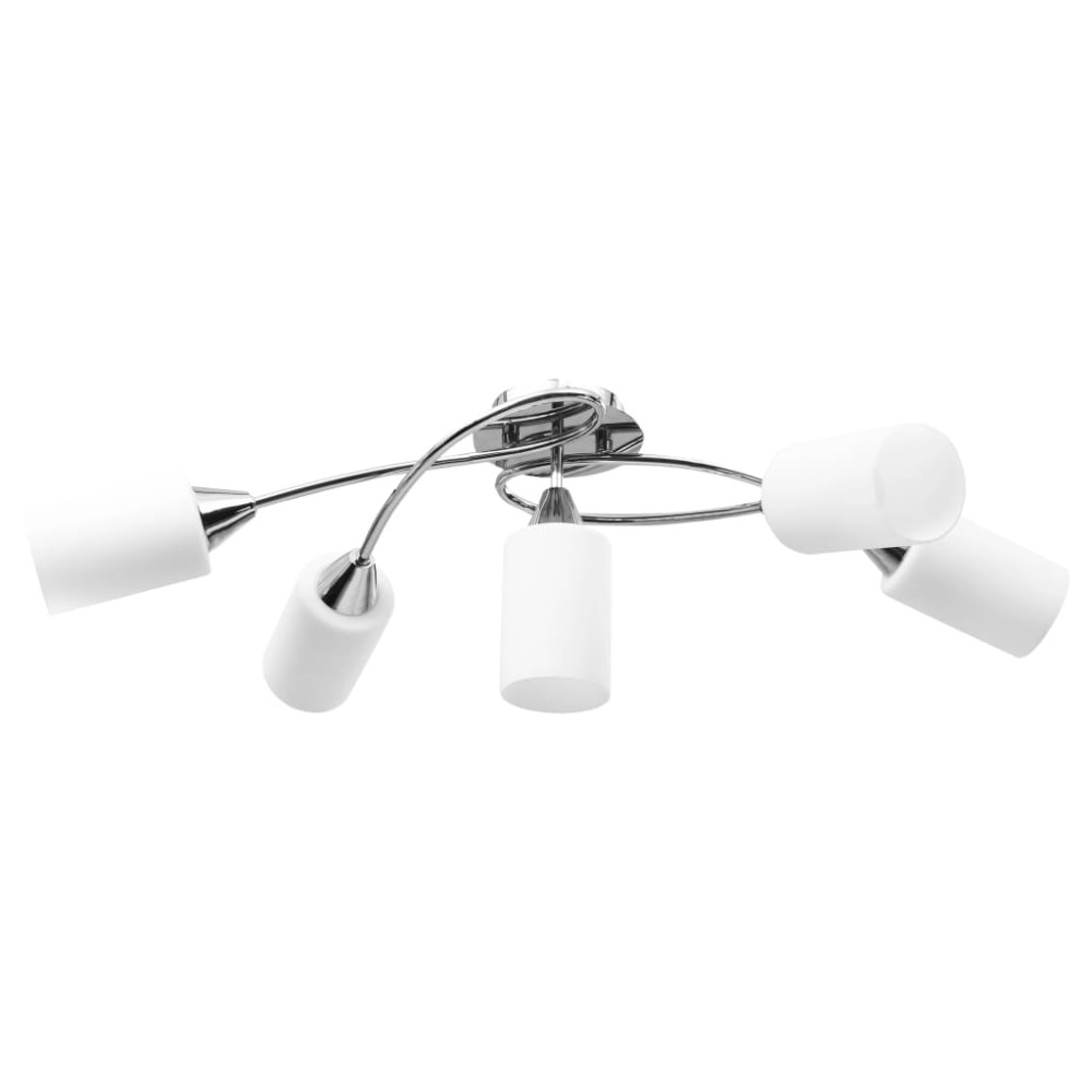 vidaXL Lustră cu abajururi din ceramică, 5 becuri E14, alb, con