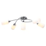 vidaXL Lustră cu abajururi din ceramică, 5 becuri E14, alb, con vidaXL Lustră cu abajururi din ceramică, 5 becuri E14, alb, con
