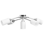 vidaXL Lustră cu abajururi din ceramică, 5 becuri E14, alb, con vidaXL Lustră cu abajururi din ceramică, 5 becuri E14, alb, con