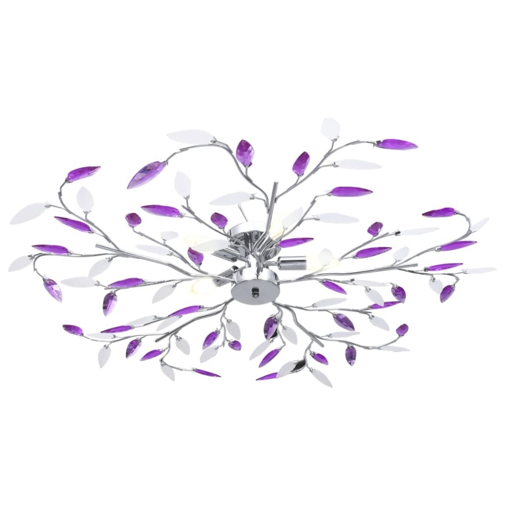 vidaXL Lustră cu brațe tip frunze cristal acrilic violet 5 becuri E14