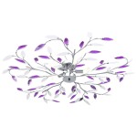vidaXL Lustră cu brațe tip frunze cristal acrilic violet 5 becuri E14 vidaXL Lustră cu brațe tip frunze cristal acrilic violet 5 becuri E14