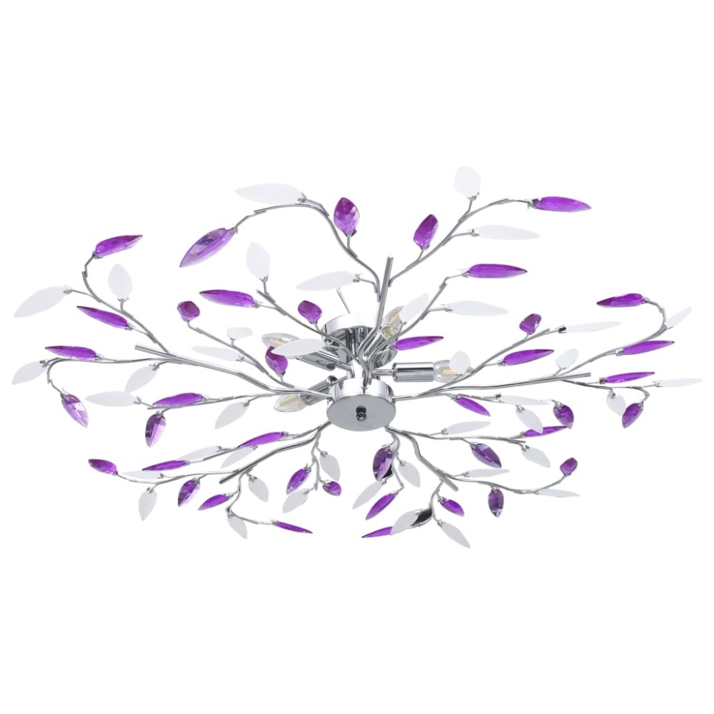 vidaXL Lustră cu brațe tip frunze cristal acrilic violet 5 becuri E14