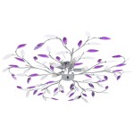 vidaXL Lustră cu brațe tip frunze cristal acrilic violet 5 becuri E14 vidaXL Lustră cu brațe tip frunze cristal acrilic violet 5 becuri E14