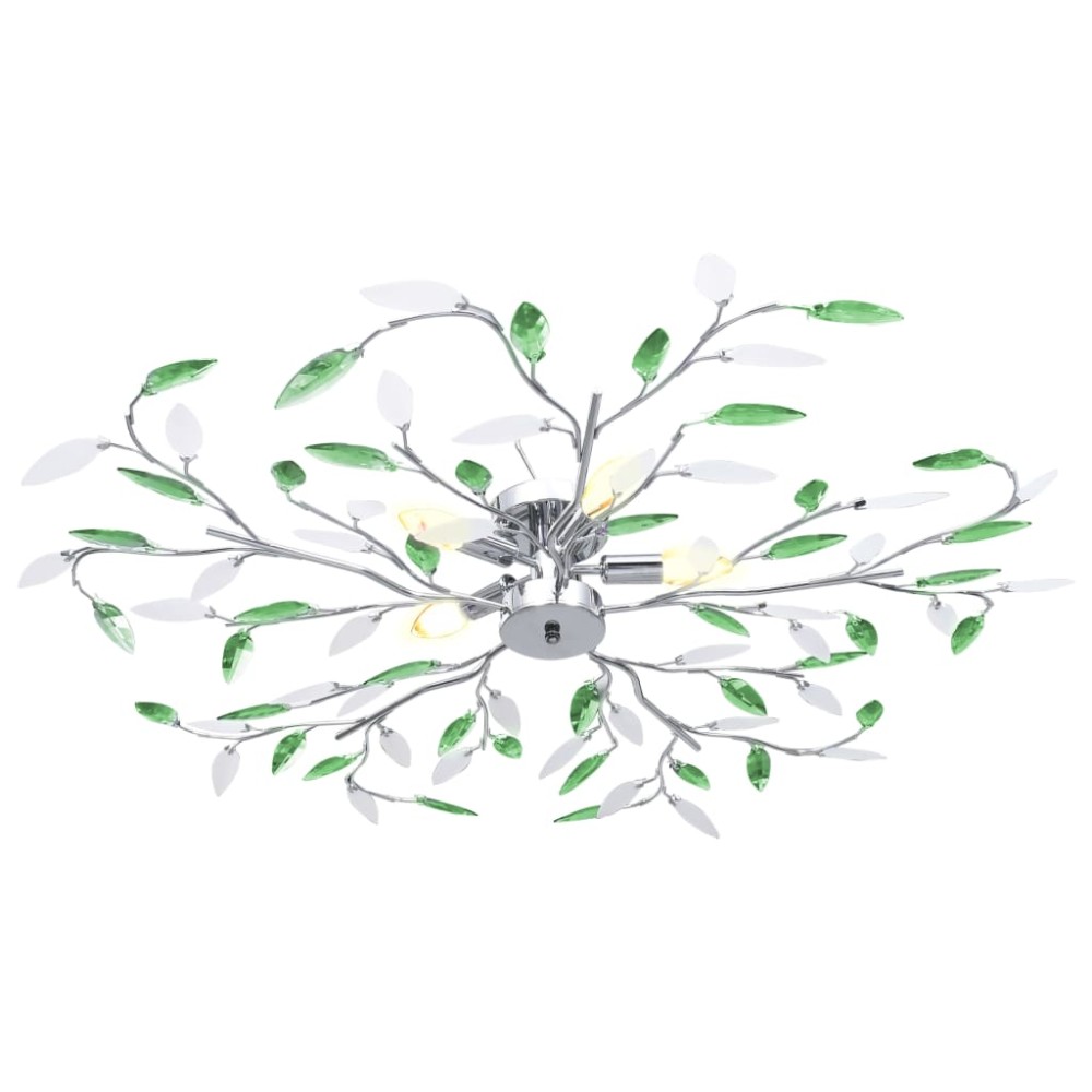 vidaXL Lustră cu brațe tip frunze cristal acrilic verde 5 becuri E14