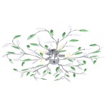 vidaXL Lustră cu brațe tip frunze cristal acrilic verde 5 becuri E14 vidaXL Lustră cu brațe tip frunze cristal acrilic verde 5 becuri E14