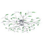 vidaXL Lustră cu brațe tip frunze cristal acrilic verde 5 becuri E14 vidaXL Lustră cu brațe tip frunze cristal acrilic verde 5 becuri E14