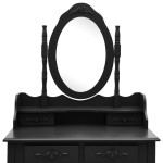vidaXL Set masă toaletă cu taburet negru 75x69x140 cm lemn paulownia