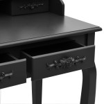 vidaXL Set masă toaletă cu taburet negru 75x69x140 cm lemn paulownia