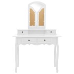 vidaXL Set masă toaletă cu taburet alb 100x40x146 cm lemn paulownia