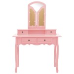 vidaXL Set masă toaletă cu taburet roz 100x40x146 cm lemn paulownia