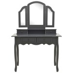 vidaXL Set masă de toaletă cu taburet gri 100x40x146 cm lemn paulownia vidaXL Set masă de toaletă cu taburet gri 100x40x146 cm lemn paulownia