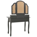 vidaXL Set masă de toaletă cu taburet gri 100x40x146 cm lemn paulownia vidaXL Set masă de toaletă cu taburet gri 100x40x146 cm lemn paulownia