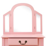 vidaXL Masă toaletă cu taburet, roz, 65x36x128 cm, lemn paulownia, MDF