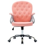 vidaXL Scaun de birou pivotant, roz, piele ecologică vidaXL Scaun de birou pivotant, roz, piele ecologică