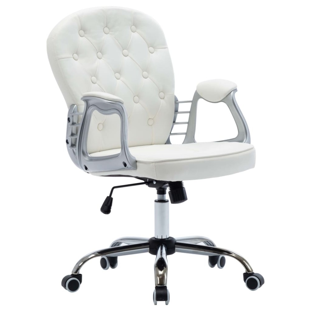 vidaXL Scaun de birou rotativ, alb, piele ecologică