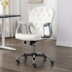 vidaXL Scaun de birou rotativ, alb, piele ecologică vidaXL Scaun de birou rotativ, alb, piele ecologică