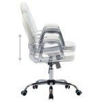 vidaXL Scaun de birou rotativ, alb, piele ecologică vidaXL Scaun de birou rotativ, alb, piele ecologică