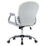 vidaXL Scaun de birou rotativ, alb, piele ecologică vidaXL Scaun de birou rotativ, alb, piele ecologică