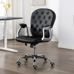 vidaXL Scaun de birou rotativ, negru, piele ecologică vidaXL Scaun de birou rotativ, negru, piele ecologică