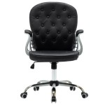 vidaXL Scaun de birou rotativ, negru, piele ecologică vidaXL Scaun de birou rotativ, negru, piele ecologică