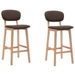 vidaXL Scaune de bar, 2 buc., maro, material textil