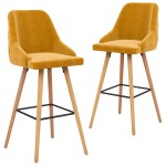 vidaXL Scaune de bar, 2 buc., galben, catifea vidaXL Scaune de bar, 2 buc., galben, catifea
