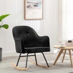 vidaXL Scaun balansoar, negru, catifea vidaXL Scaun balansoar, negru, catifea
