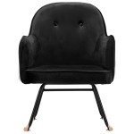 vidaXL Scaun balansoar, negru, catifea vidaXL Scaun balansoar, negru, catifea