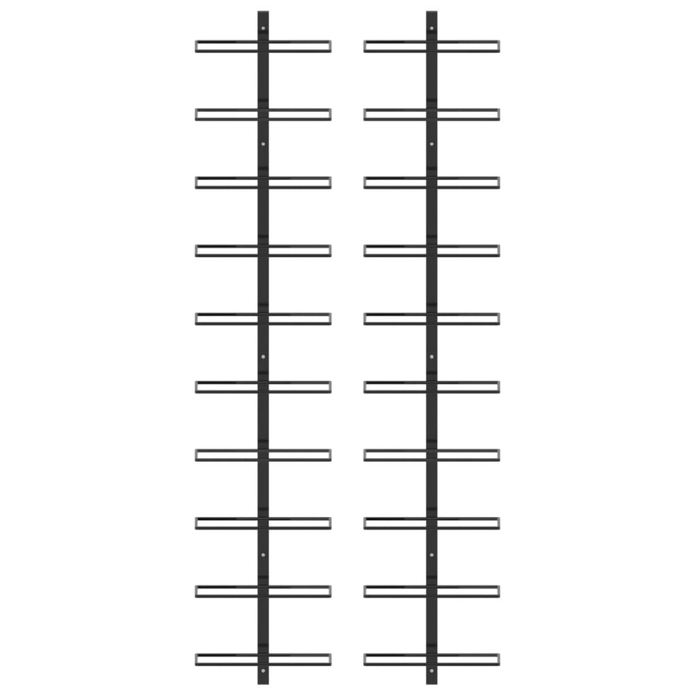 vidaXL Suporturi sticle de vin de perete 20 sticle 2 buc. negru metal