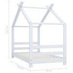 vidaXL Cadru pat de copii, alb, 70 x 140 cm, lemn masiv de pin vidaXL Cadru pat de copii, alb, 70 x 140 cm, lemn masiv de pin