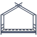vidaXL Cadru de pat pentru copii, gri, 70 x 140 cm, lemn masiv de pin