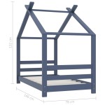 vidaXL Cadru de pat pentru copii, gri, 70 x 140 cm, lemn masiv de pin