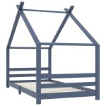 vidaXL Cadru de pat pentru copii, gri, 90 x 200 cm, lemn masiv de pin vidaXL Cadru de pat pentru copii, gri, 90 x 200 cm, lemn masiv de pin