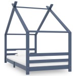 vidaXL Cadru de pat pentru copii, gri, 90 x 200 cm, lemn masiv de pin vidaXL Cadru de pat pentru copii, gri, 90 x 200 cm, lemn masiv de pin