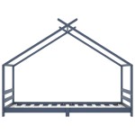 vidaXL Cadru de pat pentru copii, gri, 90 x 200 cm, lemn masiv de pin vidaXL Cadru de pat pentru copii, gri, 90 x 200 cm, lemn masiv de pin