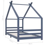 vidaXL Cadru de pat pentru copii, gri, 90 x 200 cm, lemn masiv de pin vidaXL Cadru de pat pentru copii, gri, 90 x 200 cm, lemn masiv de pin