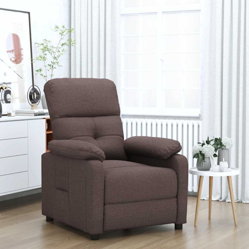 vidaXL Fotoliu rabatabil, maro închis, material textil