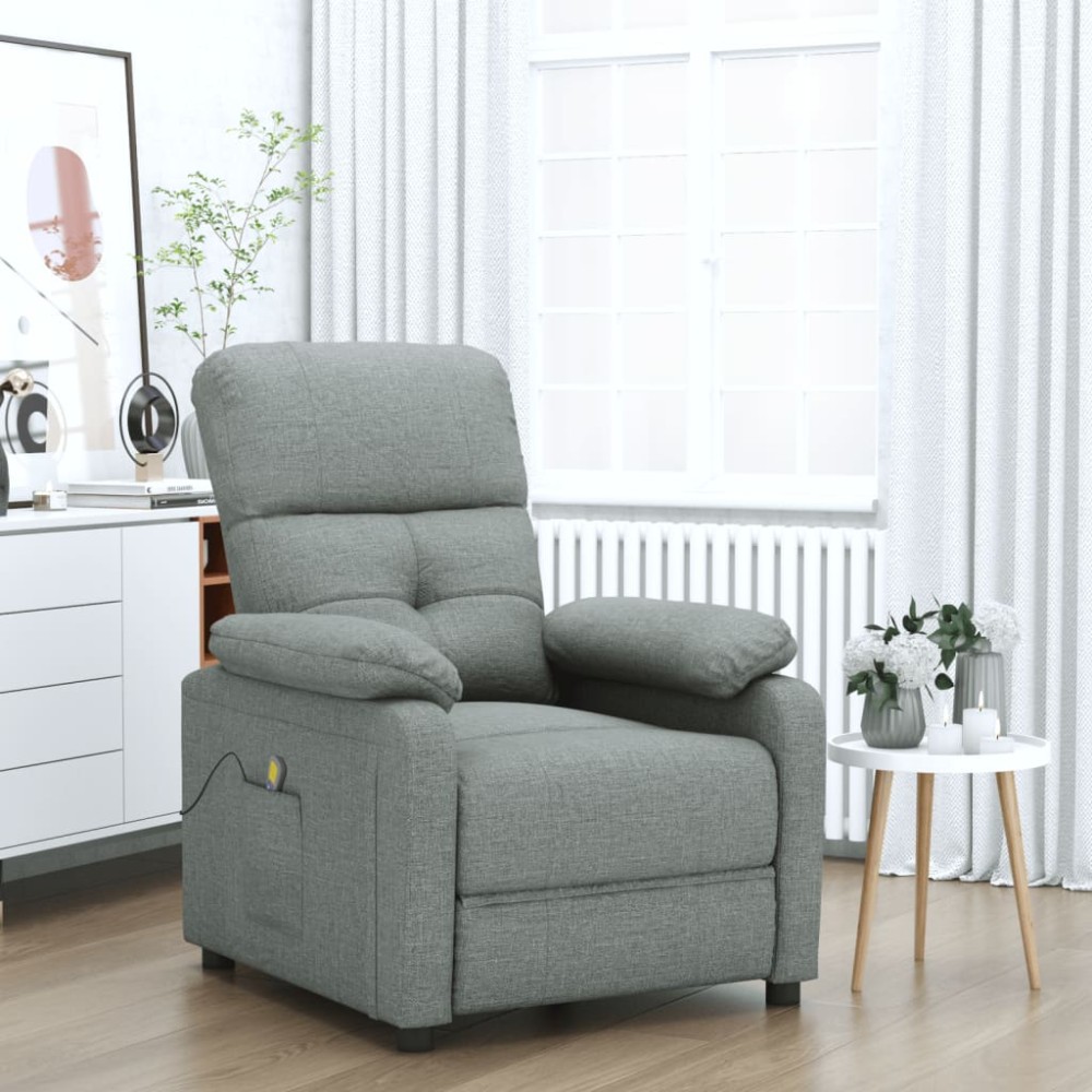 vidaXL Fotoliu de masaj, gri închis, material textil