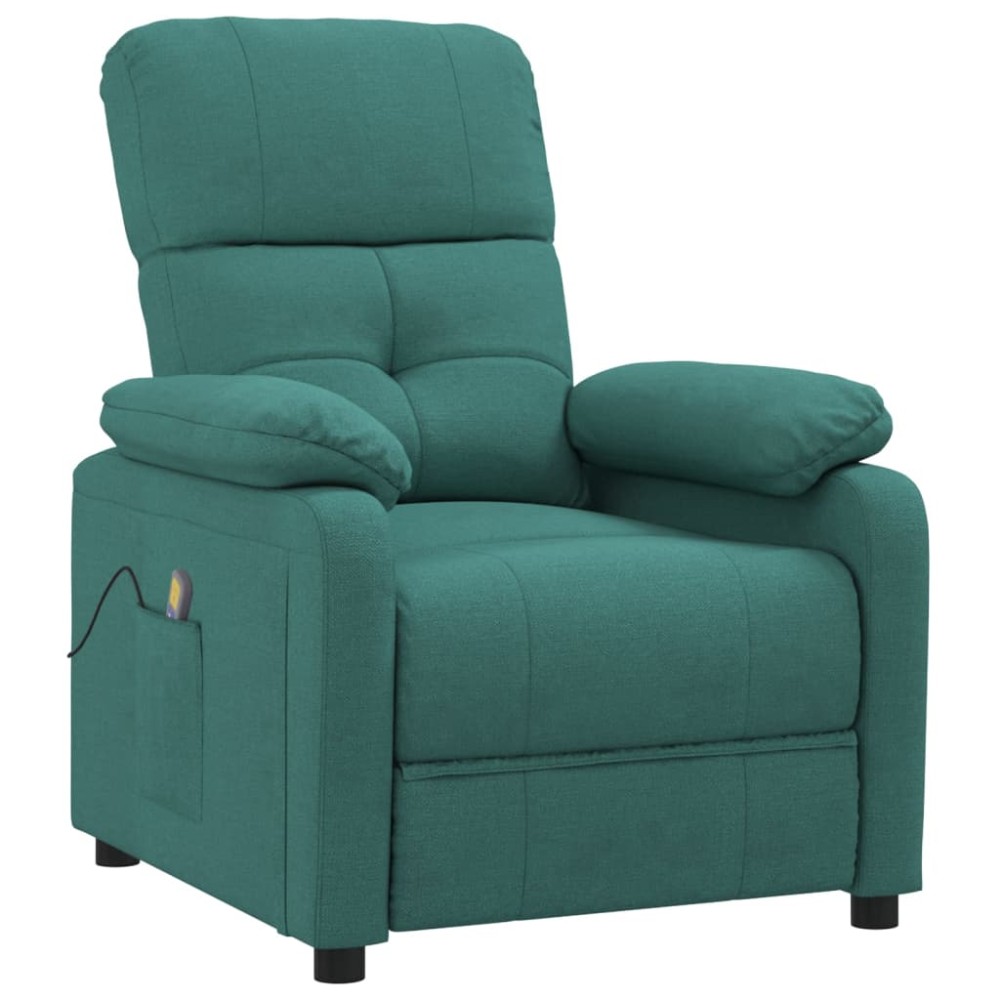 vidaXL Fotoliu de masaj, verde închis, material textil