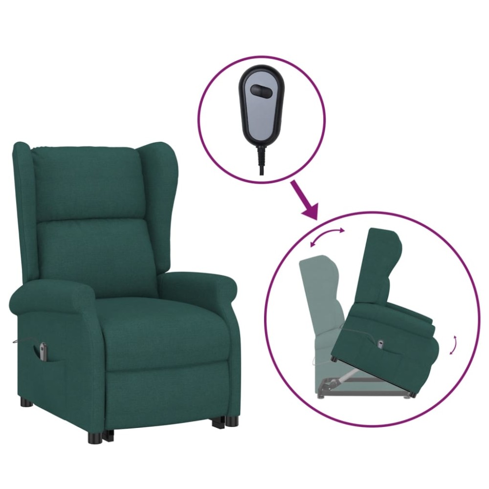 vidaXL Fotoliu cu ridicare, verde închis, material textil