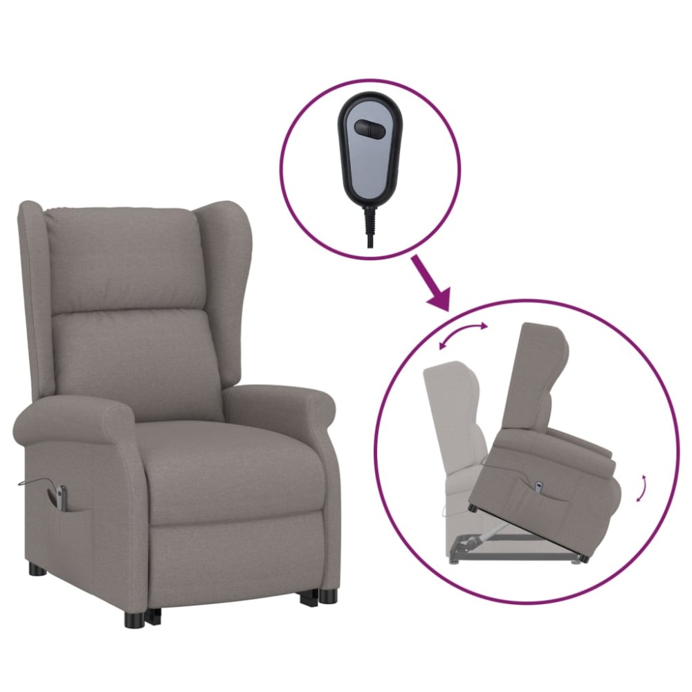 vidaXL Fotoliu cu ridicare, gri taupe, material textil