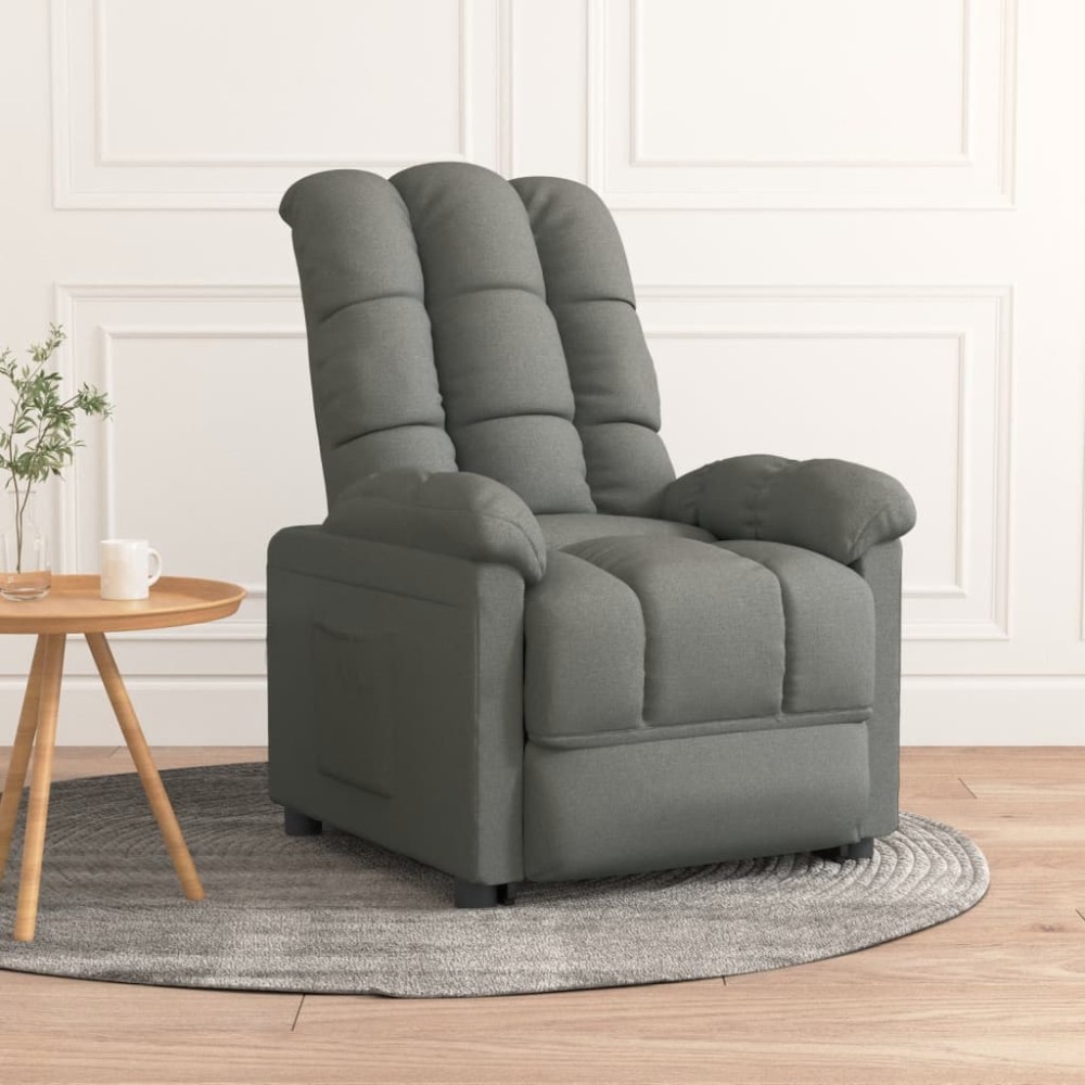 vidaXL Fotoliu rabatabil, gri închis, material textil