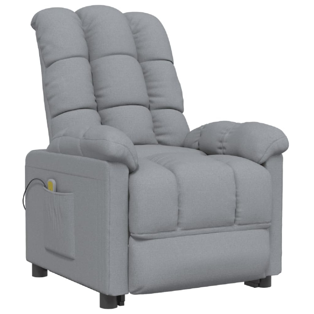 vidaXL Fotoliu de masaj, gri deschis, material textil