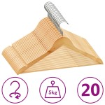 vidaXL Set de umerașe anti-alunecare, 20 buc., lemn esență tare vidaXL Set de umerașe anti-alunecare, 20 buc., lemn esență tare