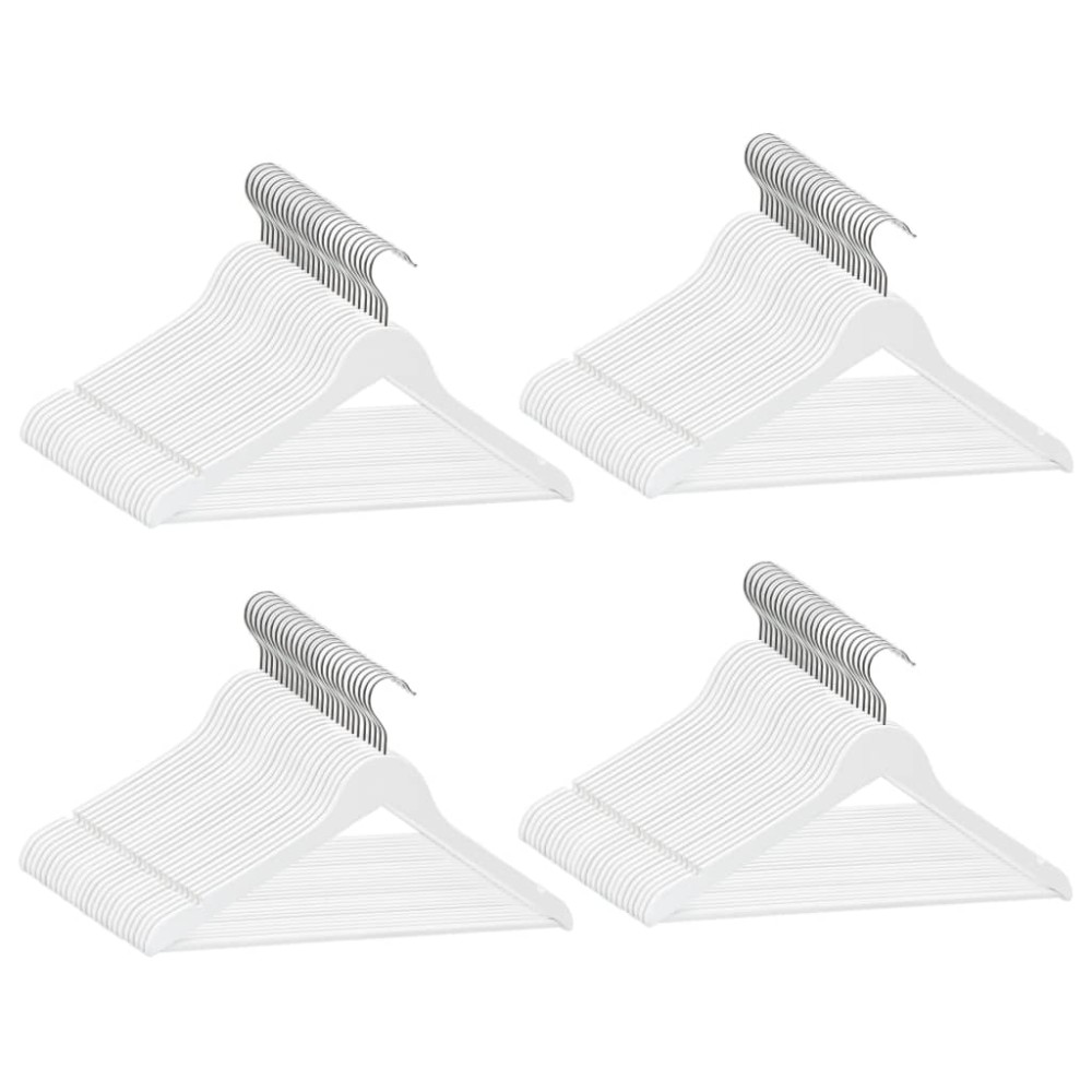 vidaXL Set umerașe anti-alunecare, alb, 100 buc., lemn esență tare