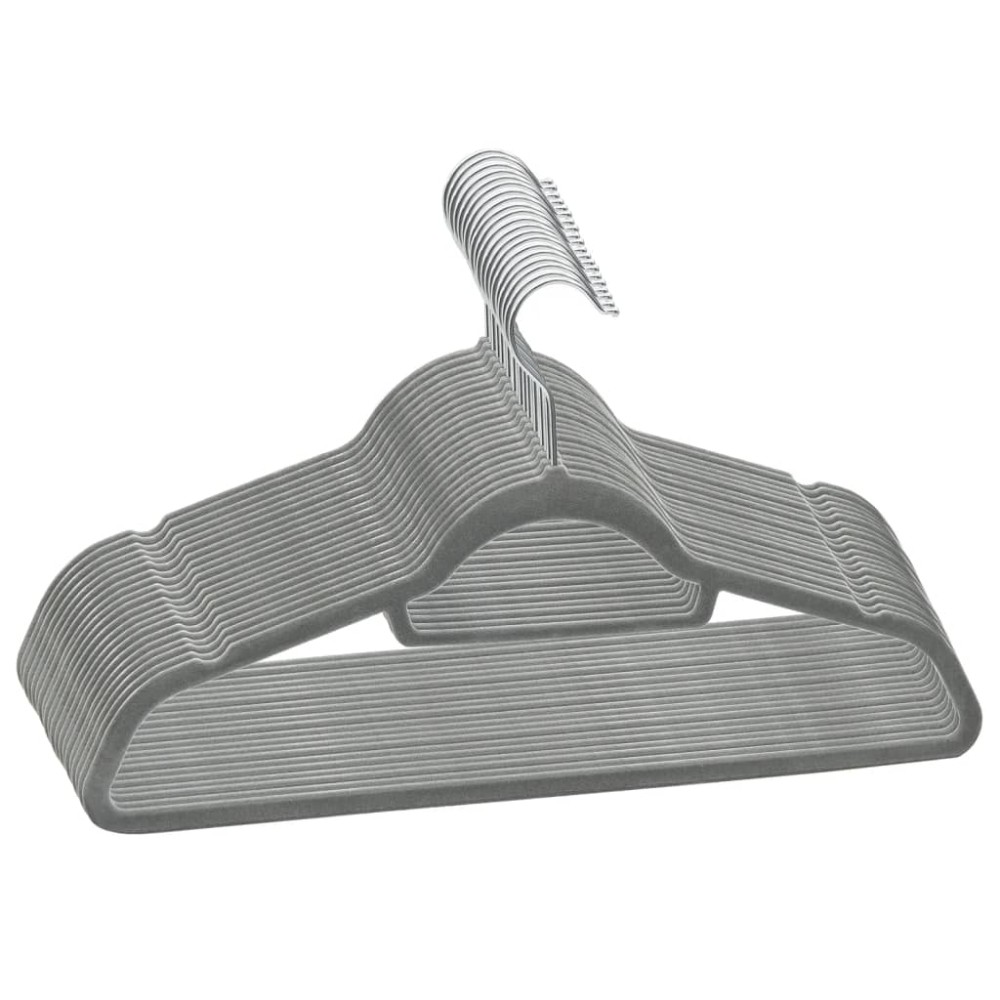 vidaXL Set de umerașe anti-alunecare, 20 buc., gri, catifea