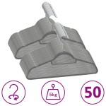 vidaXL Set de umerașe anti-alunecare, 50 buc., gri, catifea vidaXL Set de umerașe anti-alunecare, 50 buc., gri, catifea